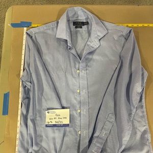 Polo Ralph Lauren Slim Fit Easy Care Dress Shirt Blue White Pattern 16.5 34/35